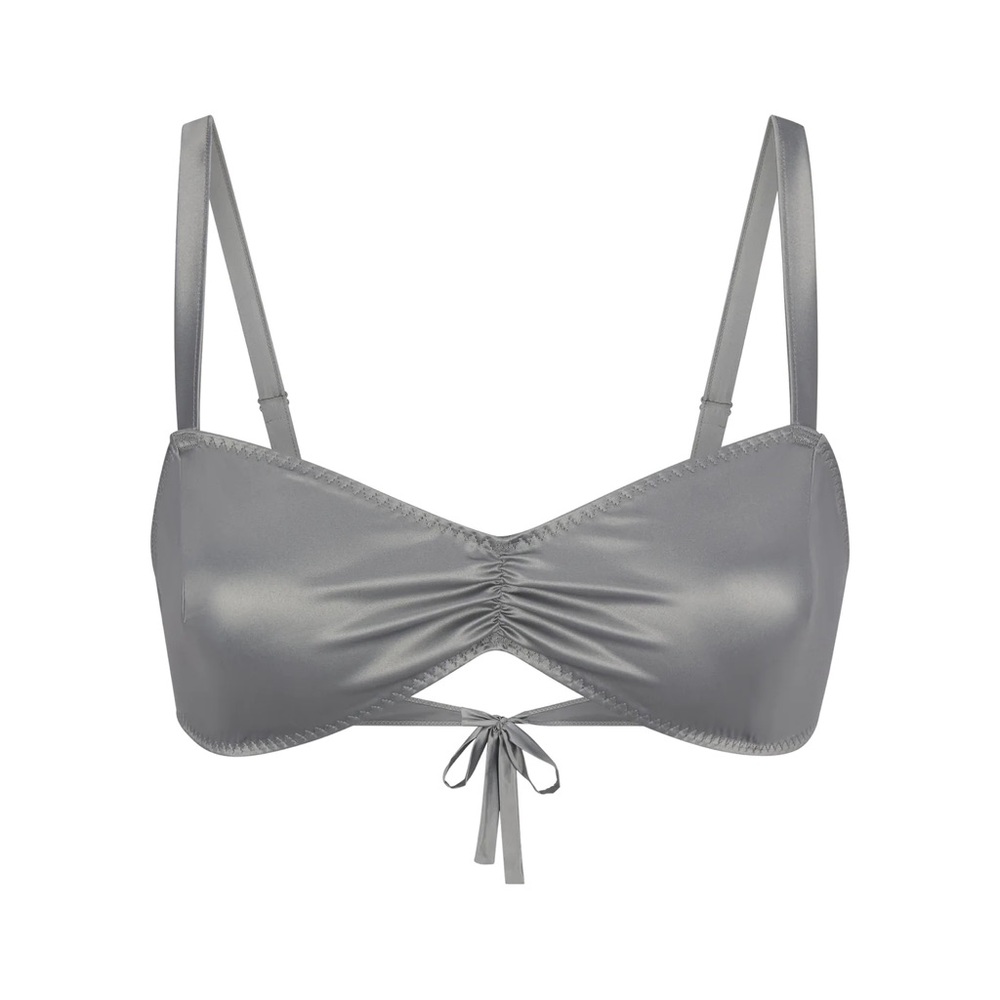 nwt skims shiny chrome tie back bralette size small